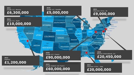 Examples of GDRP enforcement fines map