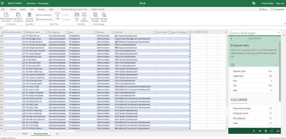 Data via Microsoft Excel