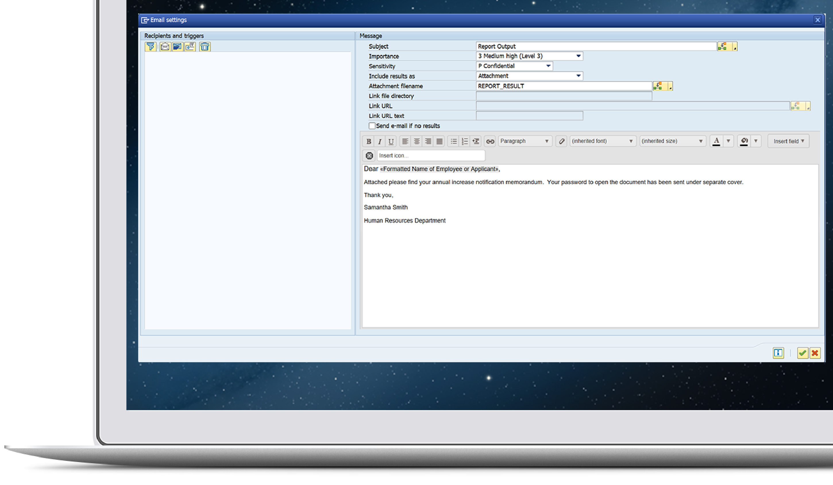 Report output