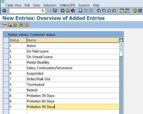 SAP HCM Reporting Statuses