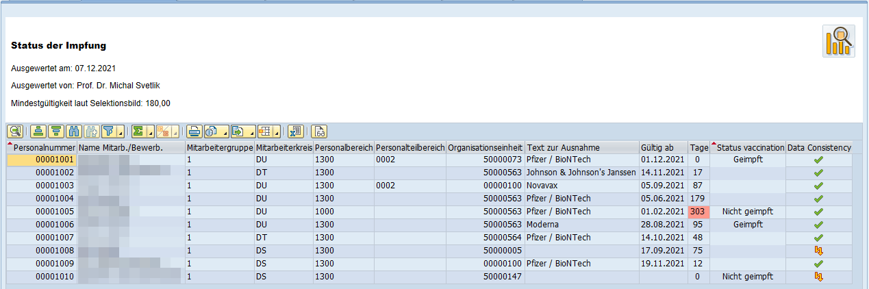 betrieblichen 3G-Regelung in SAP