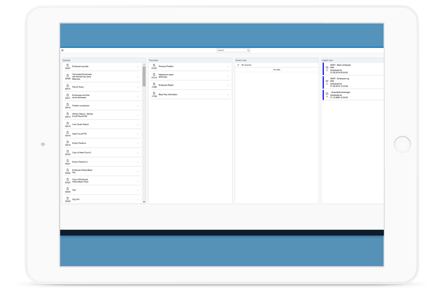 Query Manager selection screen