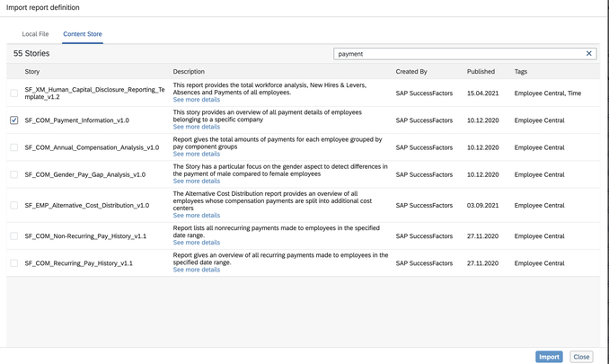 Import report page