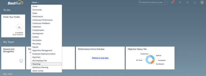 Report Center page