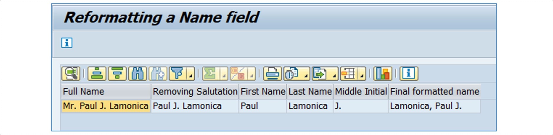 Formatting in field name