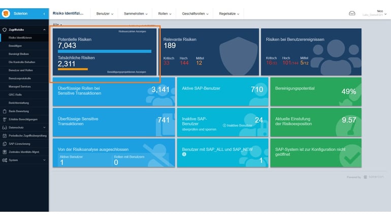SAP-Zugriffsrisiken: Anaylse Dashboard