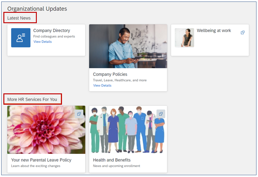 Latest Home Page - Grouping of Organizational updates