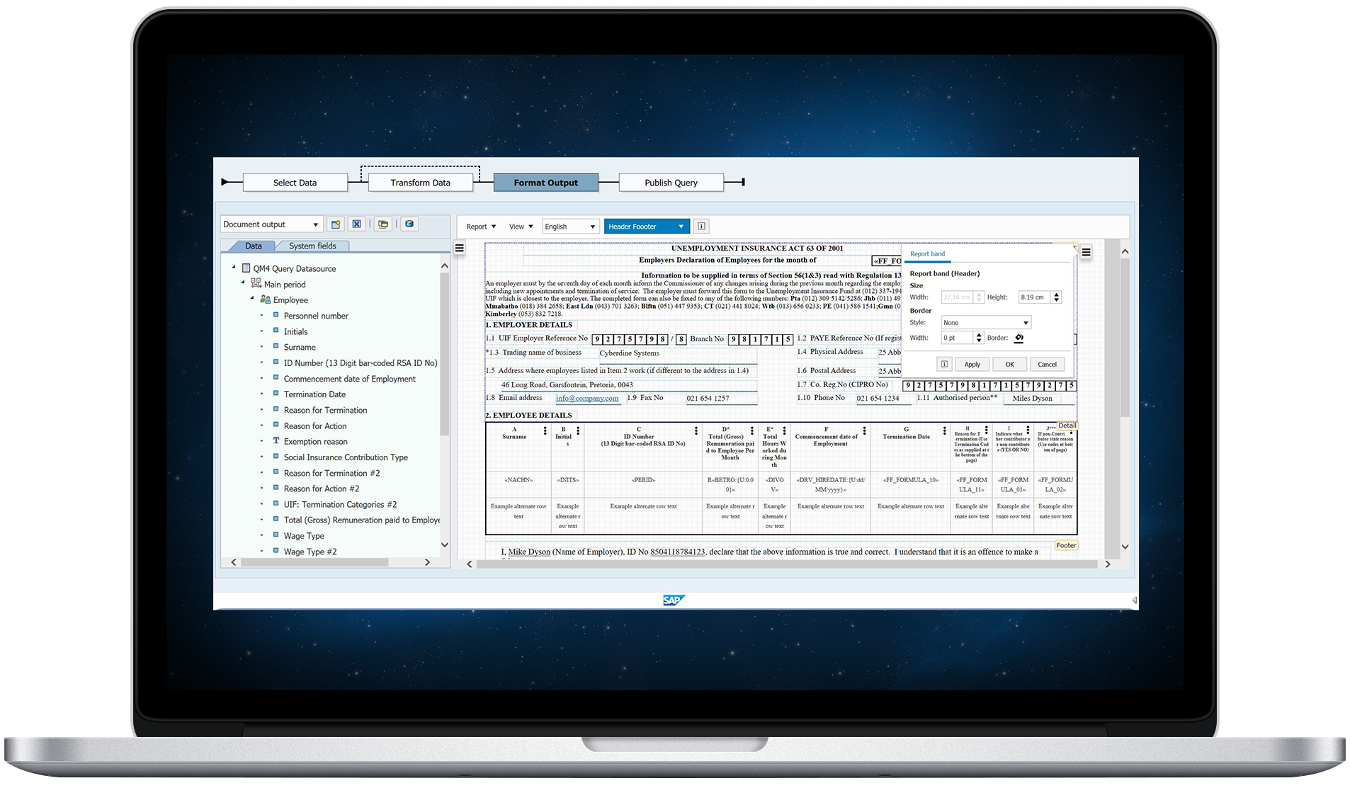 Designing the Document in Document Builder