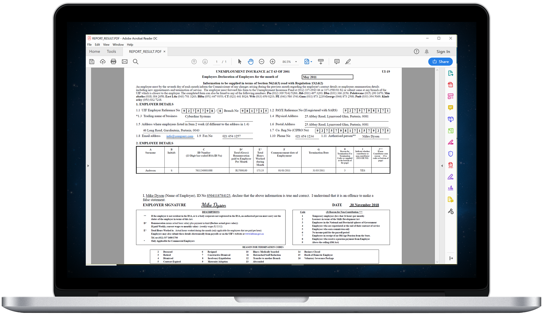 It is also possible to submit a bulk file to the UIF, instead of a generated UI-19 form, but a company may still want to opt to submit the generated form