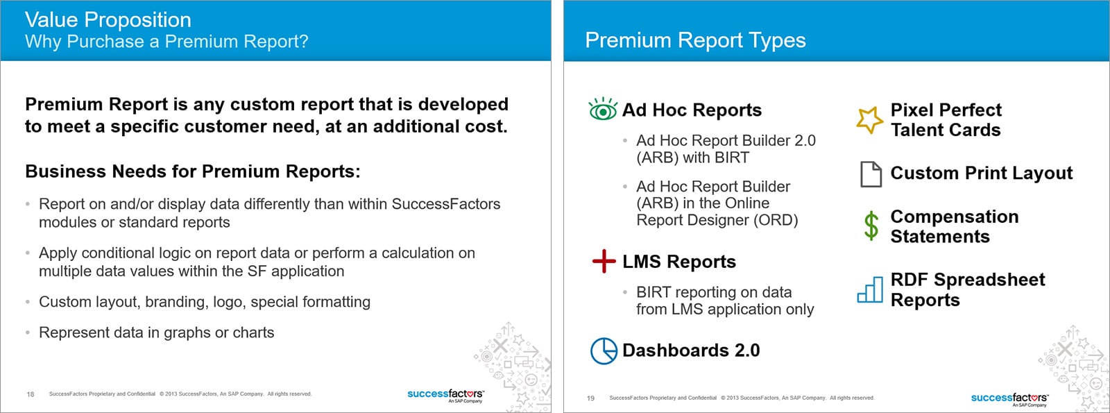 Value Proposition and Premium Report Types