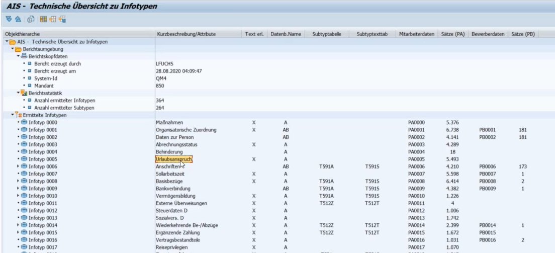 Optimierungspotenzial am Beispiel Infotyp 005 Urlaubsanspruch